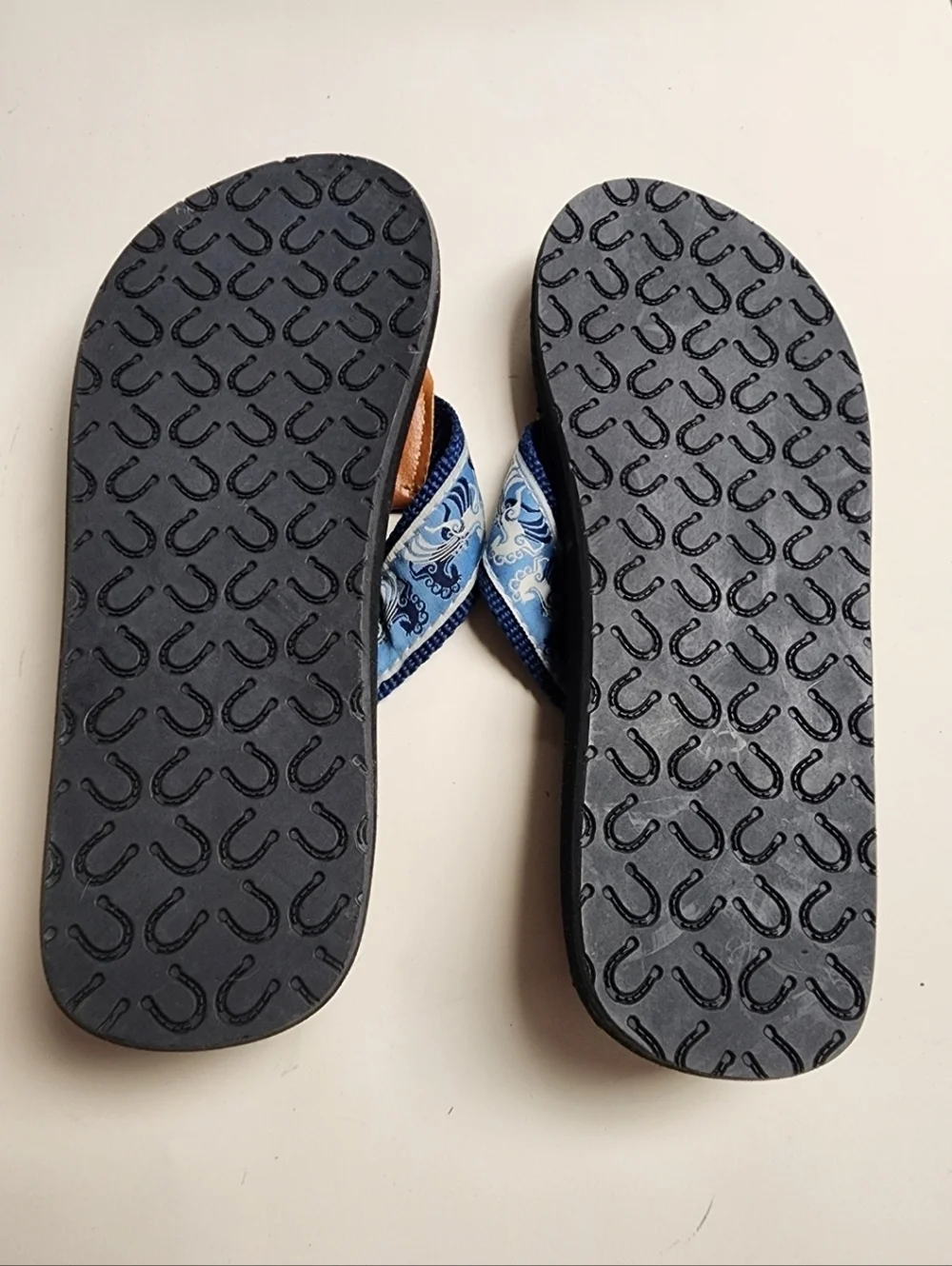 Horse Flip Flops Blue Black New‎ 689 B16 See measurements for size